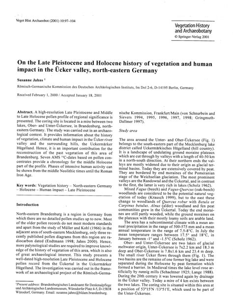 Pdf Late Glacial And Holocene Woodland Dynamics And Land Use History