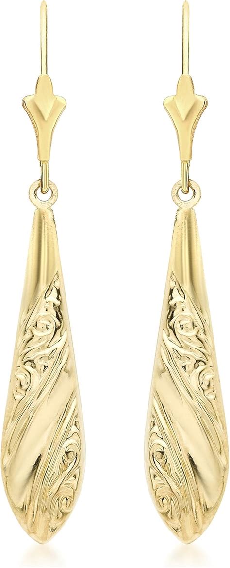 Carissima Gold Ct Yellow Gold Embossed Drop Earrings Amazon Co Uk