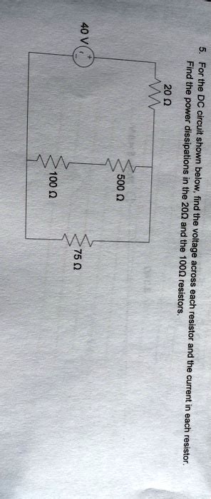 Solved Vm Find The Power Dissipations In The And The