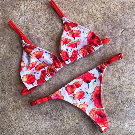 Mature Women Open Sexy Multi Color Printed Push Up Triangle Bikini Set Jungle Style