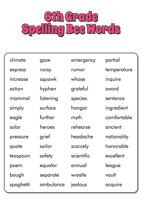 6th Grade Spelling Words Worksheets Grade Spelling 6th Grade