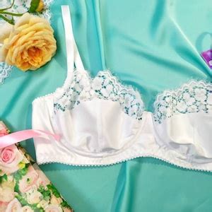 White Satin Lingerie Sexy Lace Bra Bridal Set Erotic Silk Etsy