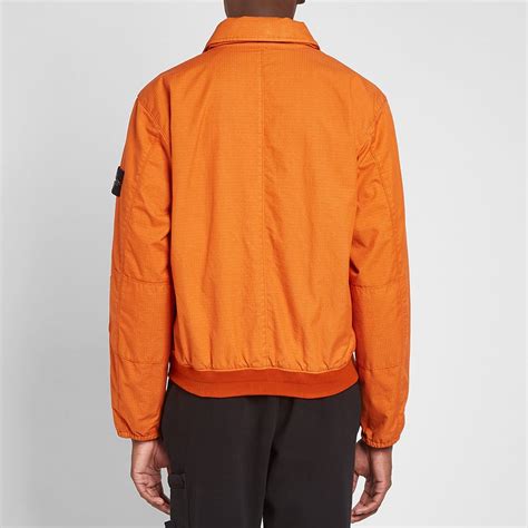 Stone Island Reflective Weave Zip Bomber Jacket Orange End Us