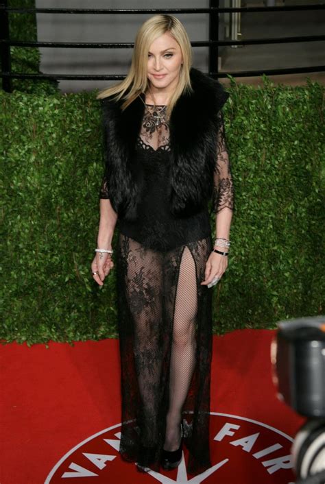 Madonna Wearing Black Lace Fishnets At The Vanity Fair Oscar Party Porn