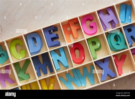 The colorful wooden alphabet toy Stock Photo - Alamy