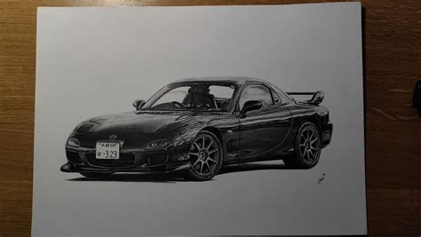 How To Draw A MAZDA RX 7 Drawing Mazda Rx7 1992 Car 59 OFF