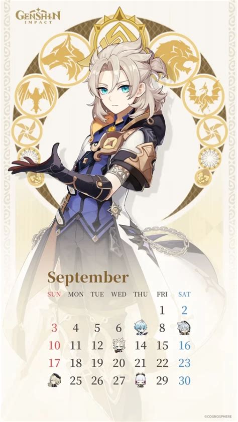 Календарь с днями рождения персонажей Genshin Impact (Сентябрь) | Новость