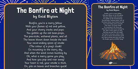 The Bonfire at Night by Enid Blyton | Bonfire Night Poem