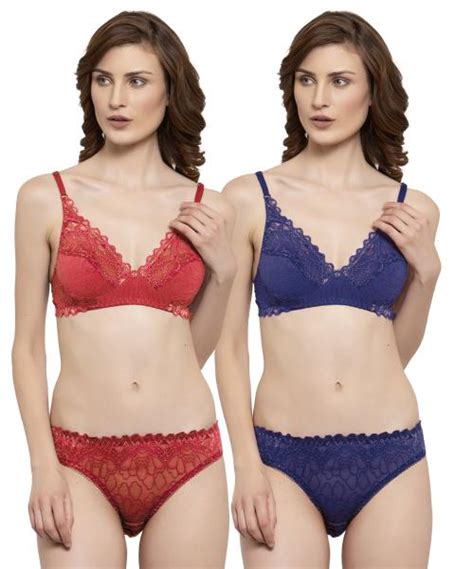 Buy Aamarsh Women Cotton Bra Panty Set For Lingerie Set Pack Of Color Blue Red