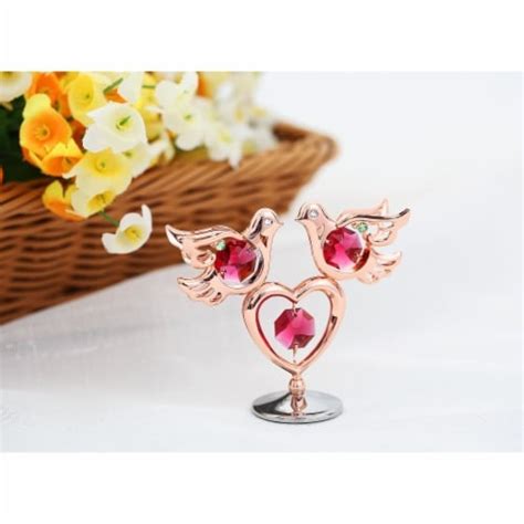 Rose Gold Plated Love Doves And Heart Table Top Ornament W Matashi