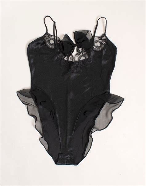 Vintage S Black Lace Teddy Lingerie Sexy High C Gem