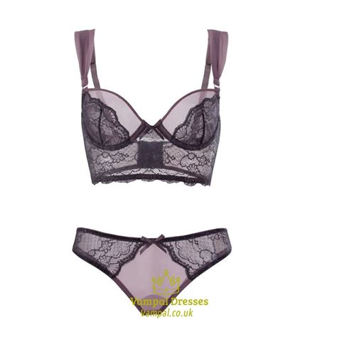 Purple Lingerie Set Bra And Panty Sets Plus Size Briefs Underwire Lace Underwear Women Lingerie