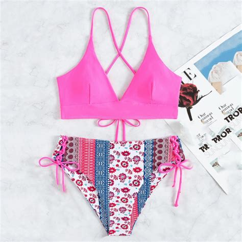 MAILLOT DE BAIN Bikini Sexy Séchage rapide sans fil de charme Soutien gorge floral imprimé