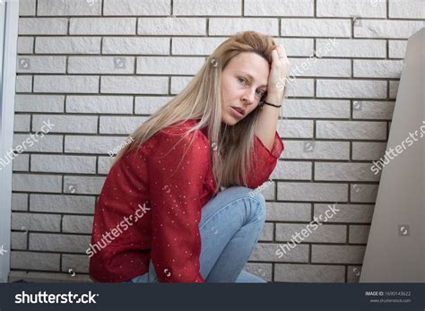 Sexy Attractive Blonde Woman Behind White Stock Photo 1690143622 Shutterstock