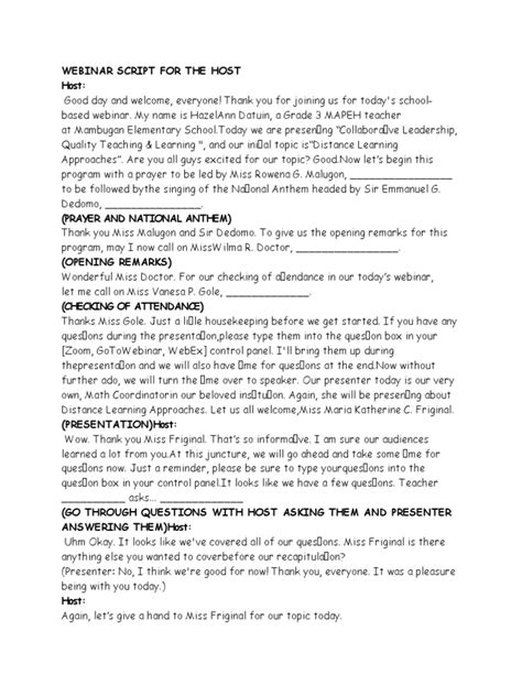 Webinar Script For The Host Pdf