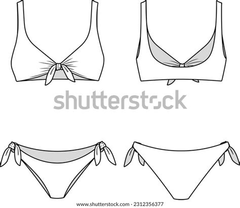 Bikini Technical Fashion Flat Swimsuit Vector Stock Vector Royalty Free 2312356377 Shutterstock