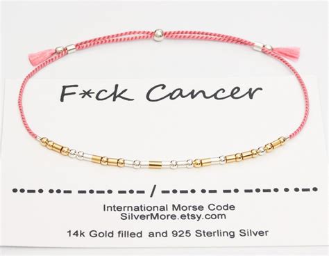 FUCK CANCER Morse Code Bracelet Cancer Survivor Encouragement Adjustable Natural Silk Cord And