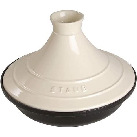 STAUB Plat A Tajine En Fonte Couvercle Ceramique O 20 Cm Creme