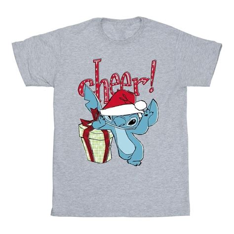 Disney Lilo And Stitch Cheer Gris Textil Camisetas Manga Larga Hombre