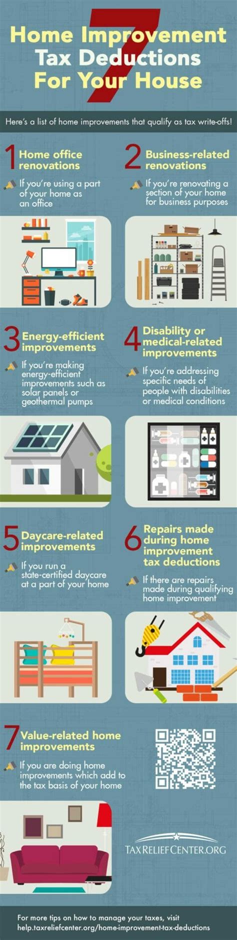 7 Home Improvement Tax Deductions Infographic