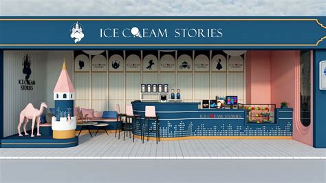 fancy ice cream shop sketchup  model skp file  sketchupbox