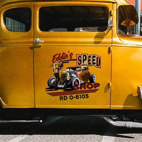 Personalized Hot Rod Pinup Girl Speed Shop Vinyl Wrap Sticker Dingmun