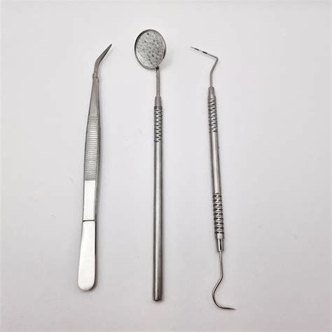 Complete Basic Dental Examination Kit With Mirror Tweezers Probe