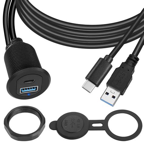 QIANRENON USB C USB 3 0 Threaded Fixed Embedded Car Waterproof Cable