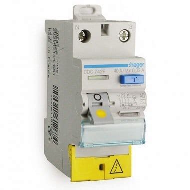 Interrupteur différentiel HAGER 40A 30mA type AC CDC742F 123elec