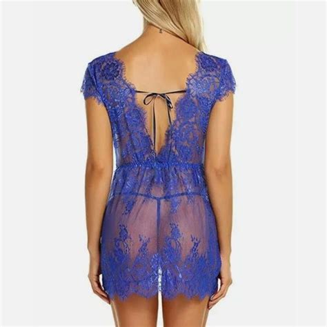 Sexyfun Intimates Sleepwear Womeneyelash Lace Sexy Lingerie Seethrough Babydoll Sleepwear