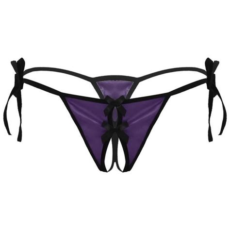 IEFIEL Homme Sissy String Slip Ouvert Entrejambe Satin Sous Vêtement Caleçon Bikini Thong