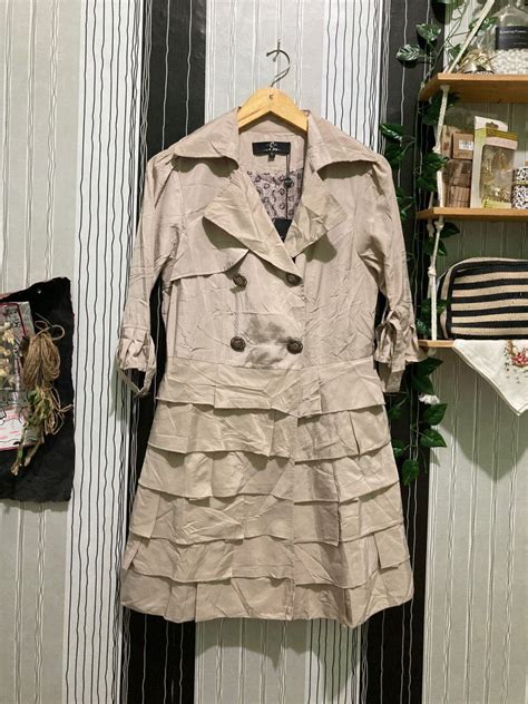 New With Tag Coat Nude Longouter Layer Jacket Cocon Japan Outer Import Layered Ruffle Jacket