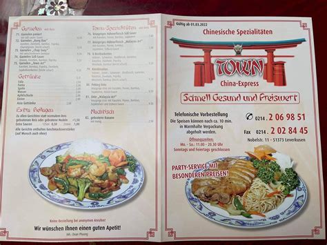 Speisekarte Von China Town Express Restaurant Leverkusen