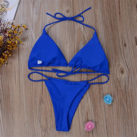Women Bikini Set Sexy Side Tie Thong Swimsuit Bandage Style Brazilian Swimwear Ultrathin Bra