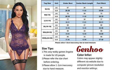 Genhoo Women Sexy Lingerie Lace Bustier Set Teddy Bodysuit With Garters No Stockings At Amazon