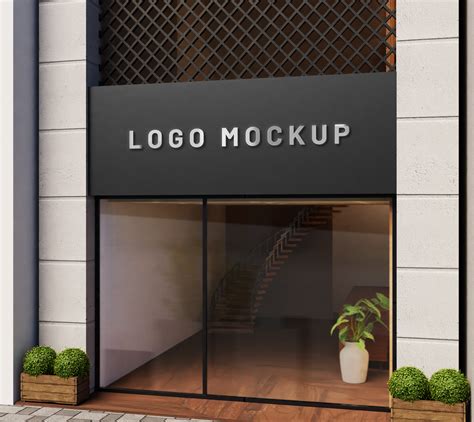 Store Facade Logo Mockup Psd