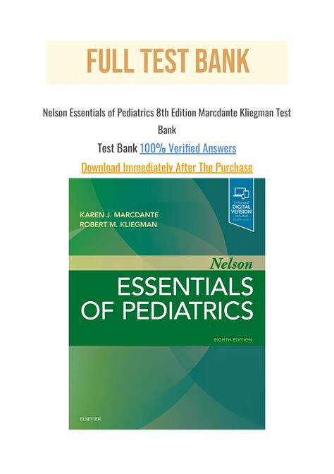 Nelson Essentials Of Pediatrics Th Edition Marcdante Kliegman Test