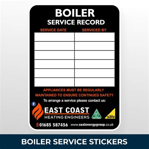 Boiler Service Stickers for Plumbers & Heating Boiler Engineers