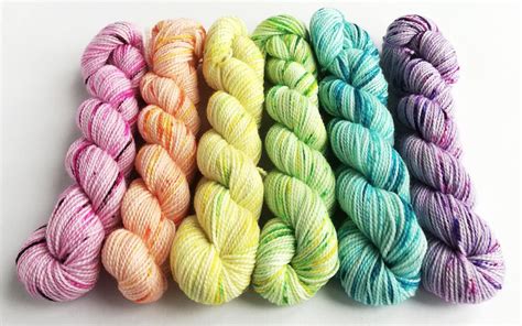 Hand Dyed Mini Skeins X G Pastel Rainbow Minis Yarn Sets Etsy