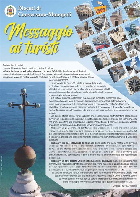Messaggio del Vescovo ai turisti 2021 » Diocesi di Conversano Monopoli