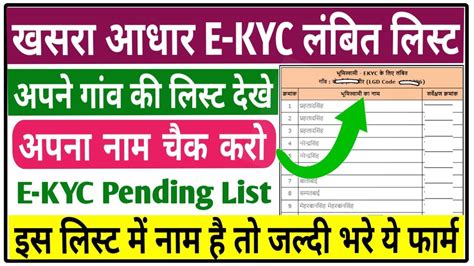 खसरा समग्र आधार E Kyc लंबित लिस्ट देखे Ekyc Pending List Kaise Dekhe Bhumi Kyc Kaise Kare