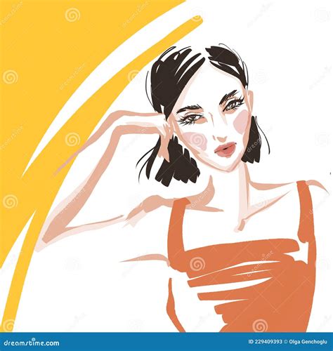 Beautiful Relaxed Nude Girl Isolated On White Vector Illustration Cartoondealer