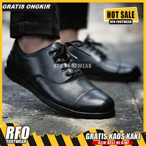 Sepatu Casual Formal Pria Pantofel Bertali Oxford Hitam Kulit Kerja