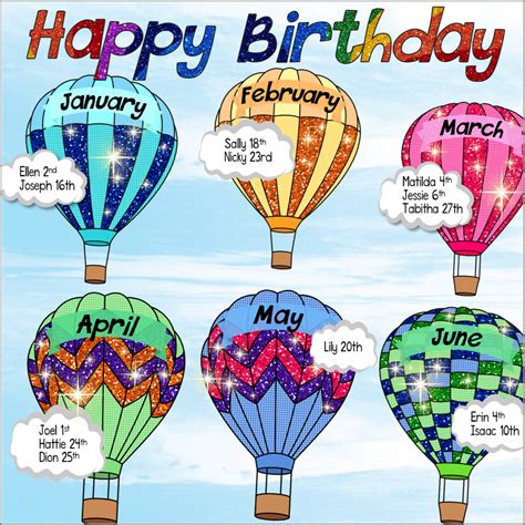Birthday Display Hot Air Balloons Birthday Display Happy Birthday