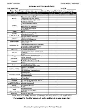 Fillable Online Clsr Samoset Clsr Resources Crystal Lake Scout