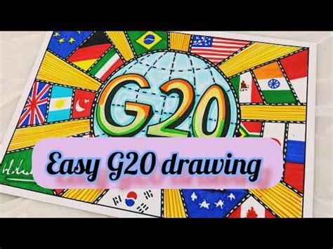 Easy G20 Drawing with Flags | G20 India Logo Drawing