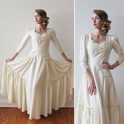 Vintage 1940s Simple Ivory Wedding Dress With Quarter Length | Etsy