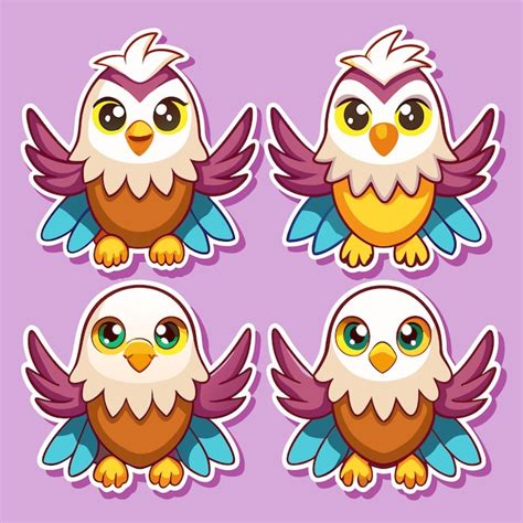 Cute Cartoon Owls With Big Eyes Premium AI Generated Vector