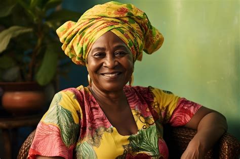 Mature Femme Noire âgée Portant Des Vêtements Nigérians Traditionnels La Grand mère Afro