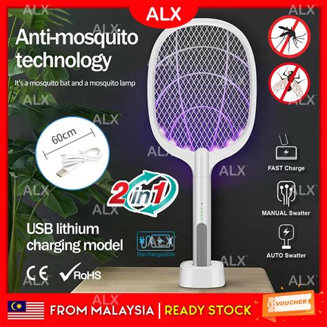 ALX 2 in 1 3-Layer UV Light Electric Insect Racket Rechargeable Instant ...